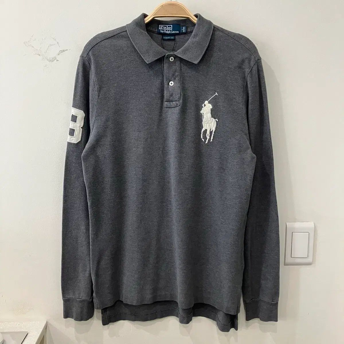 190 ポロ ビックポニー カラーTシャツ ロングスリーブ pk グレー