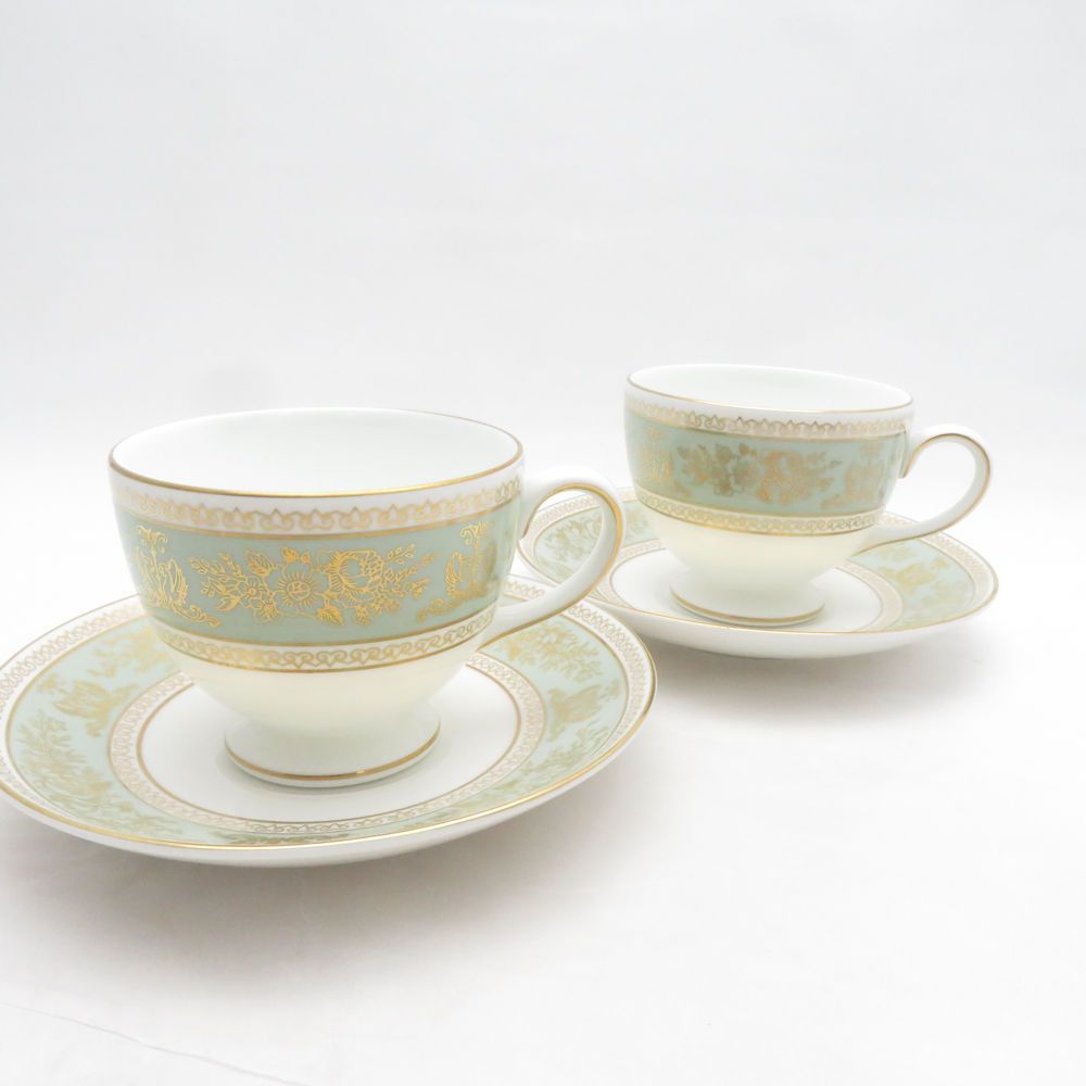 WEDGWOOD ウェッジウッド コロンビア セージグリーン ティーカップ＆ソーサー 2客 ペア リー SM5589X1