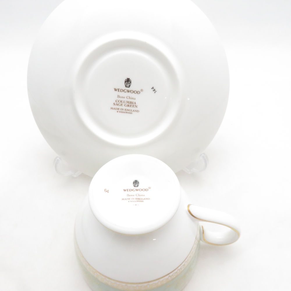  ウェッジウッド コロンビア セージグリーン ティーカップ＆ソーサー 2客 ペア リー SM5589X1 WEDGWOOD ウェッジウッド コロンビア セージグリーン ティーカップ