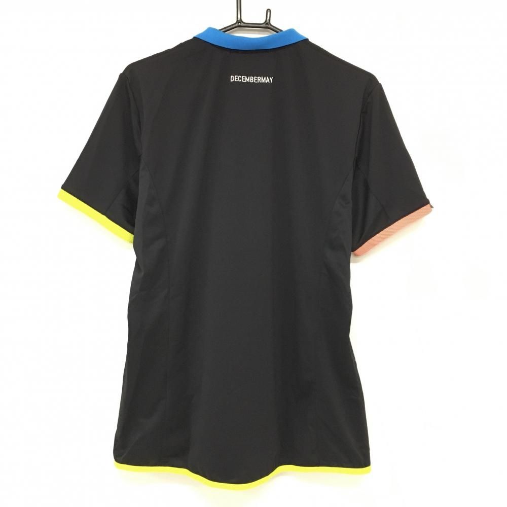 超美品】ディセンバーメイ 半袖スキッパーシャツ 黒×マルチカラー 袖口