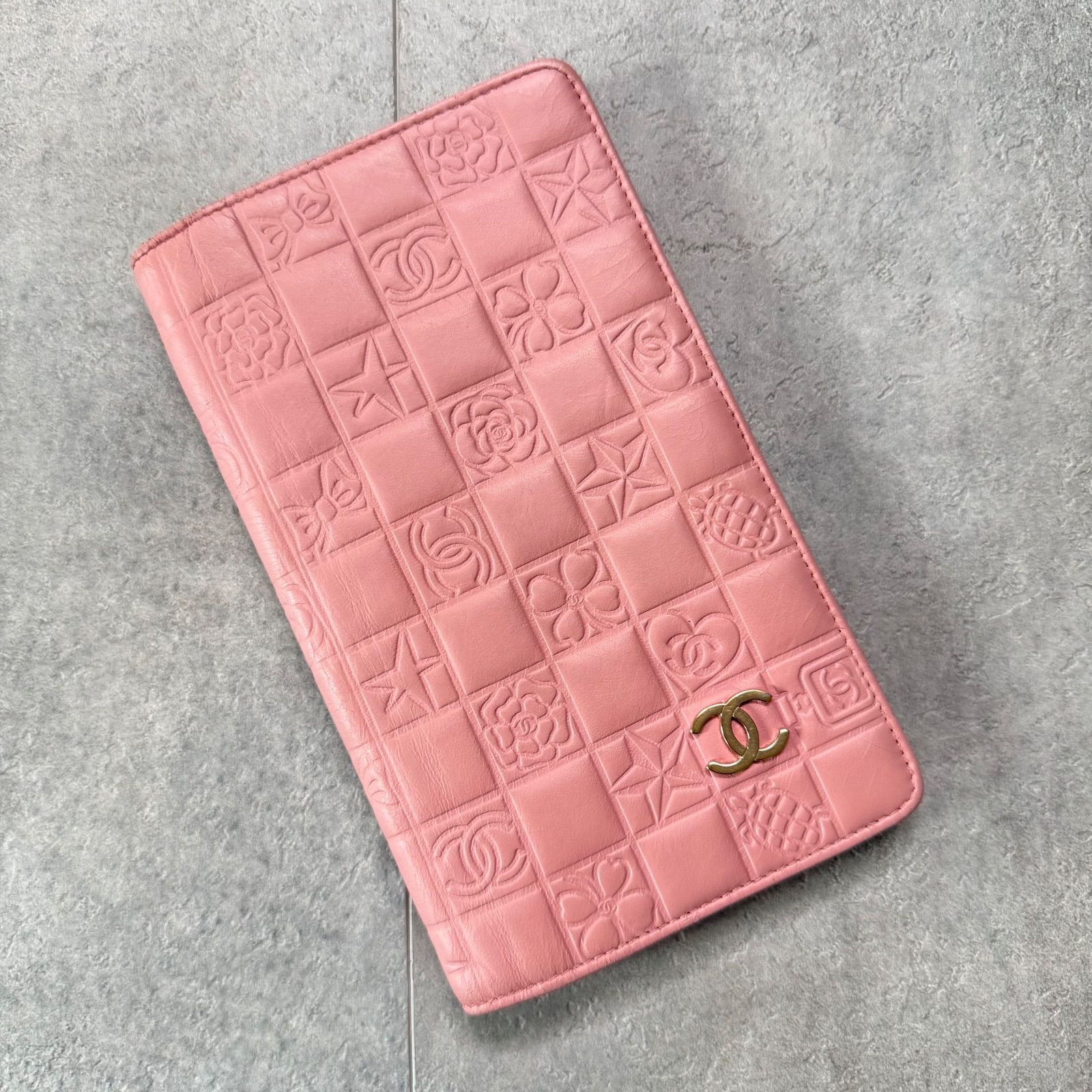 CHANEL シャネル アイコン ココマーク 二つ折り長財布 ピンク ゴールド