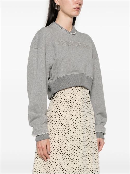 ALEXANDER MCQUEEN ロゴ コットン クロップド スウェットシャツ 送料無料