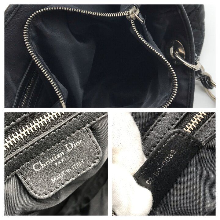 美品 Christian Dior ディオール ナイロン カナージュ チェーン ハンド