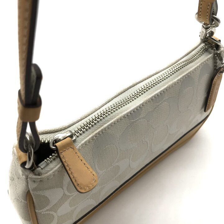 美品　COACH　アクセサリーポーチ　ハンドバッグ　キャンバス　シグネチャー 良品 COACH コーチ シグネチャー ヴィンテージ アクセサリー ポーチ