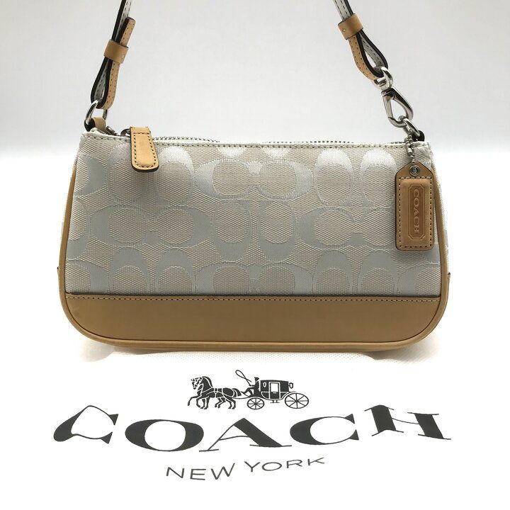 良品 COACH コーチ シグネチャー ヴィンテージ アクセサリー ポーチ 