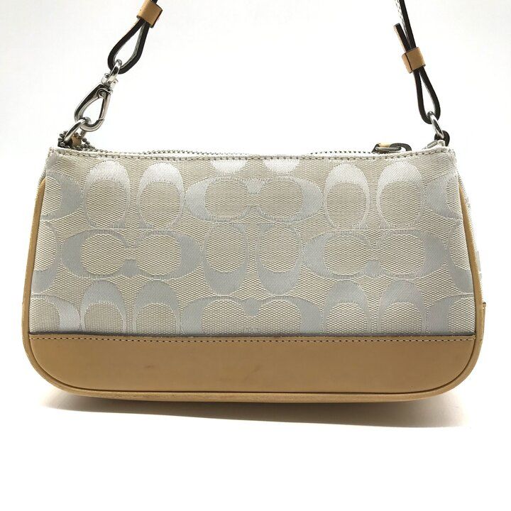 美品　COACH　アクセサリーポーチ　ハンドバッグ　キャンバス　シグネチャー 良品 COACH コーチ シグネチャー ヴィンテージ アクセサリー ポーチ