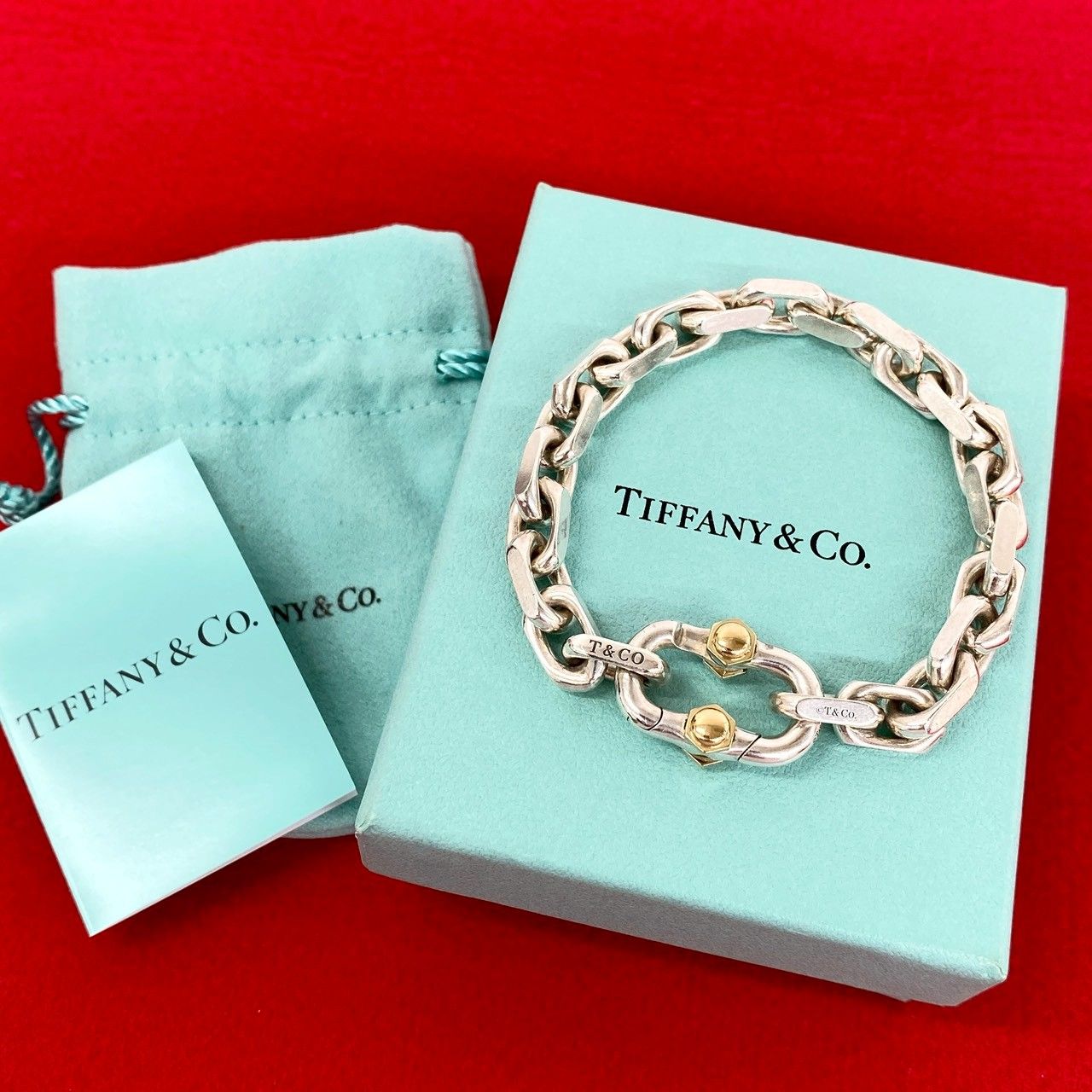 ✨Tiffany& Co.✨ティファニー✨シルバー✨K18✨750✨ブレスレット 極 美品 箱 袋付 TIFFANY&Co. ティファニー メイカーズ ブレスレット