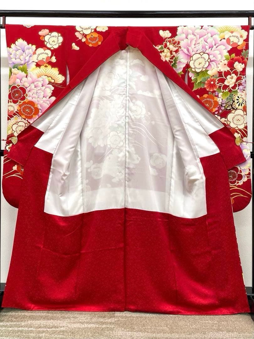 振袖 ラメ刺繍 金彩 ちりめん 牡丹 大輪 身丈161cm HKT206 - メルカリ
