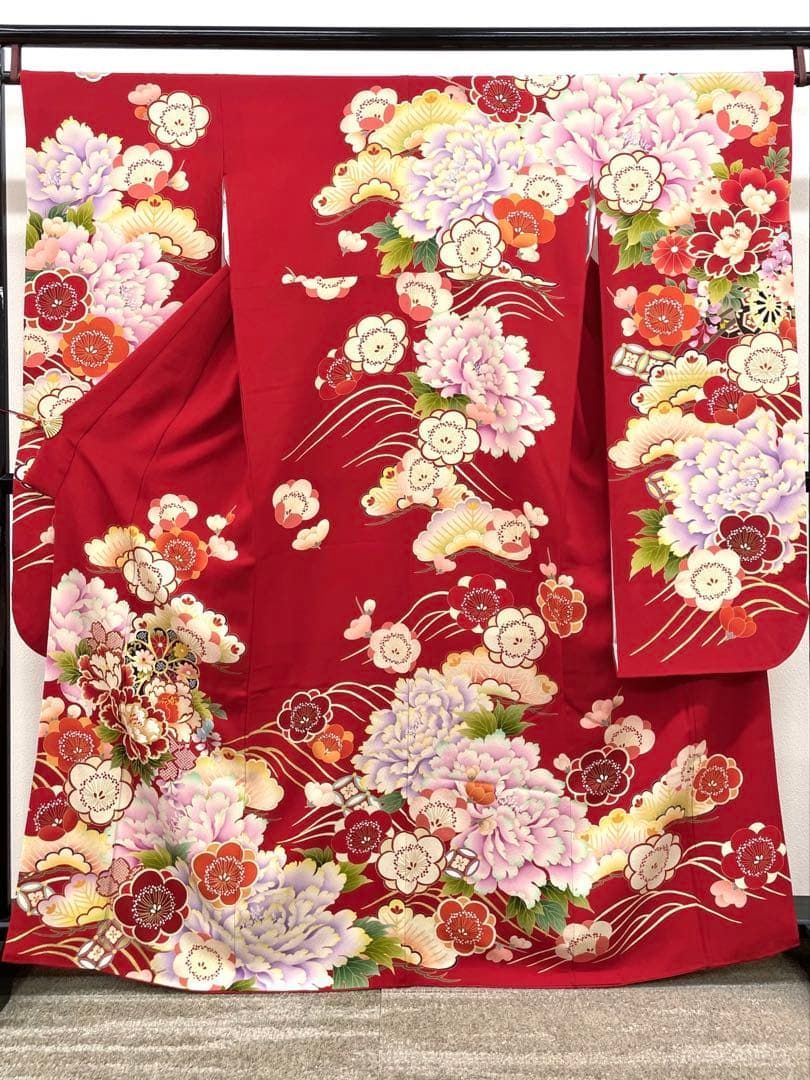 振袖 豪華 銀通し 刺繍 金彩 紋意匠 グリッター箔 牡丹 大輪 身丈177cm 振袖 ラメ刺繍 金彩 ちりめん 牡丹 大輪 身丈161cm HKT206 - メルカリ