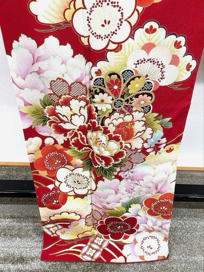 振袖 ラメ刺繍 金彩 ちりめん 牡丹 大輪 身丈161cm HKT206 - メルカリ