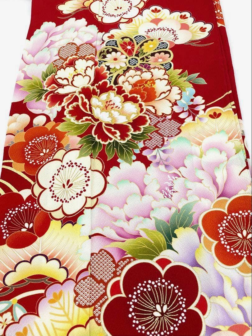 振袖 ラメ刺繍 金彩 ちりめん 牡丹 大輪 身丈161cm HKT206 - メルカリ
