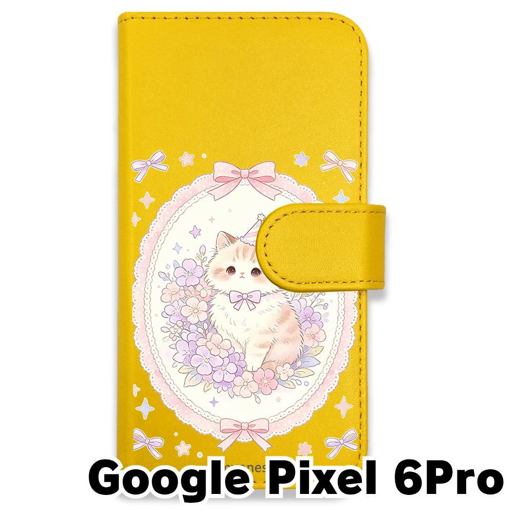 新品未使用】 Google Pixel 6 Pro 手帳型スマホ ケース (色：イエロー 