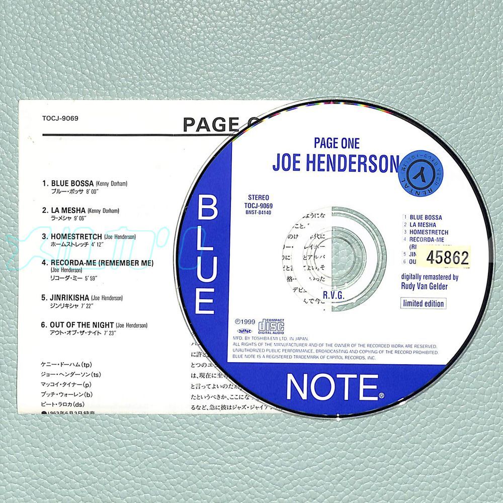 JAZZ CD】 JOE HENDERSON / PAGE ONE (TOCJ-9069) BLUE NOTE [2026/07