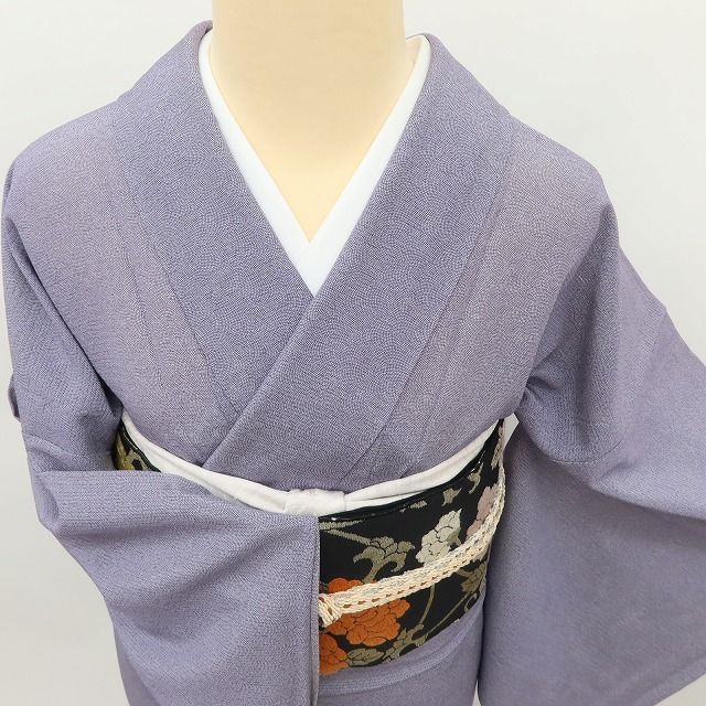 【美品✨】洗える着物　夏物　絽　江戸小紋　梅鼠　鮫小紋　両面染め　居敷当て付L1 百華❀Y5210◇夏着物 江戸小紋 鮫柄 両面染め 絽 正絹 居敷当て付き