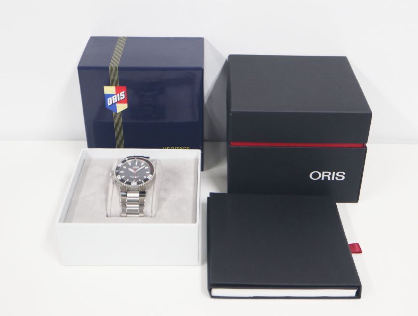 オリス ORIS アクイスデイト レッド 01 733 7653 4183 自動巻き グレー