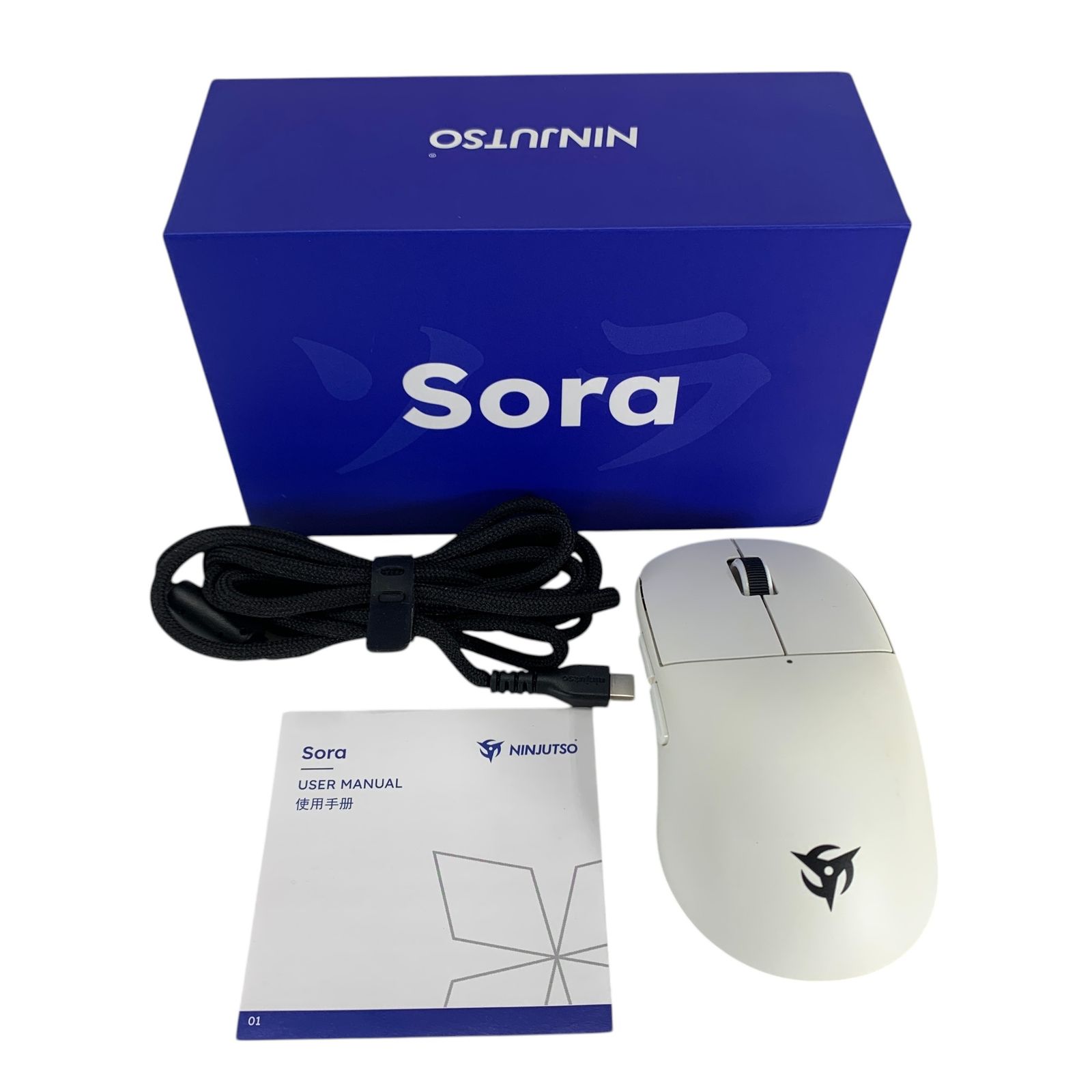 マウス中古 Ninjutso ニンジュツォ ワイヤレスゲーミングマウス ホワイト Sora