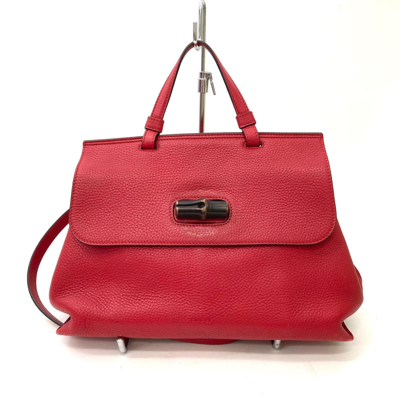 【GUCCI】グッチ バンブー デイリー レッド レザー ショルダーバック☆