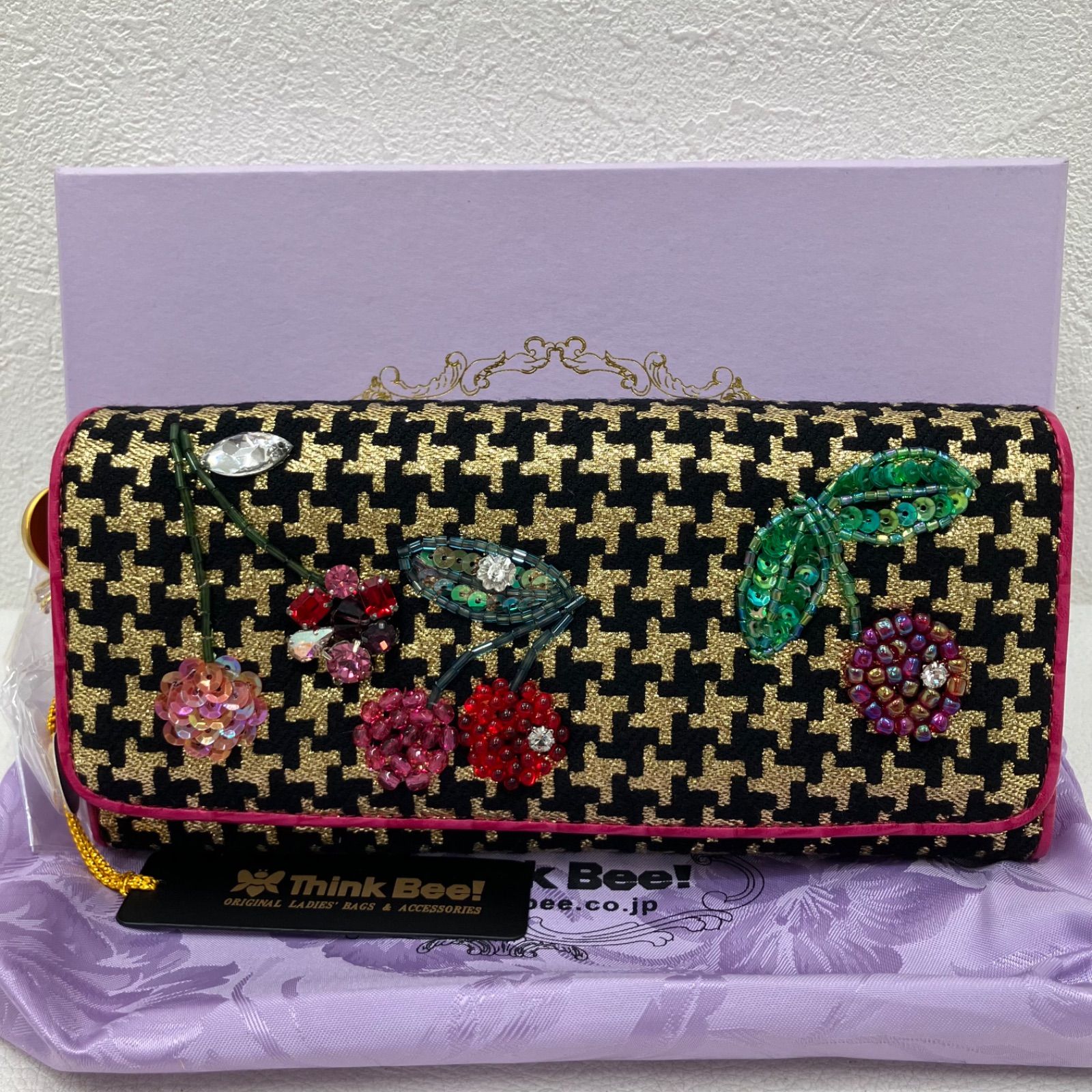 3415 Think Bee! シンクビー！ スパンコール ビジュー刺繍 チェリー 長