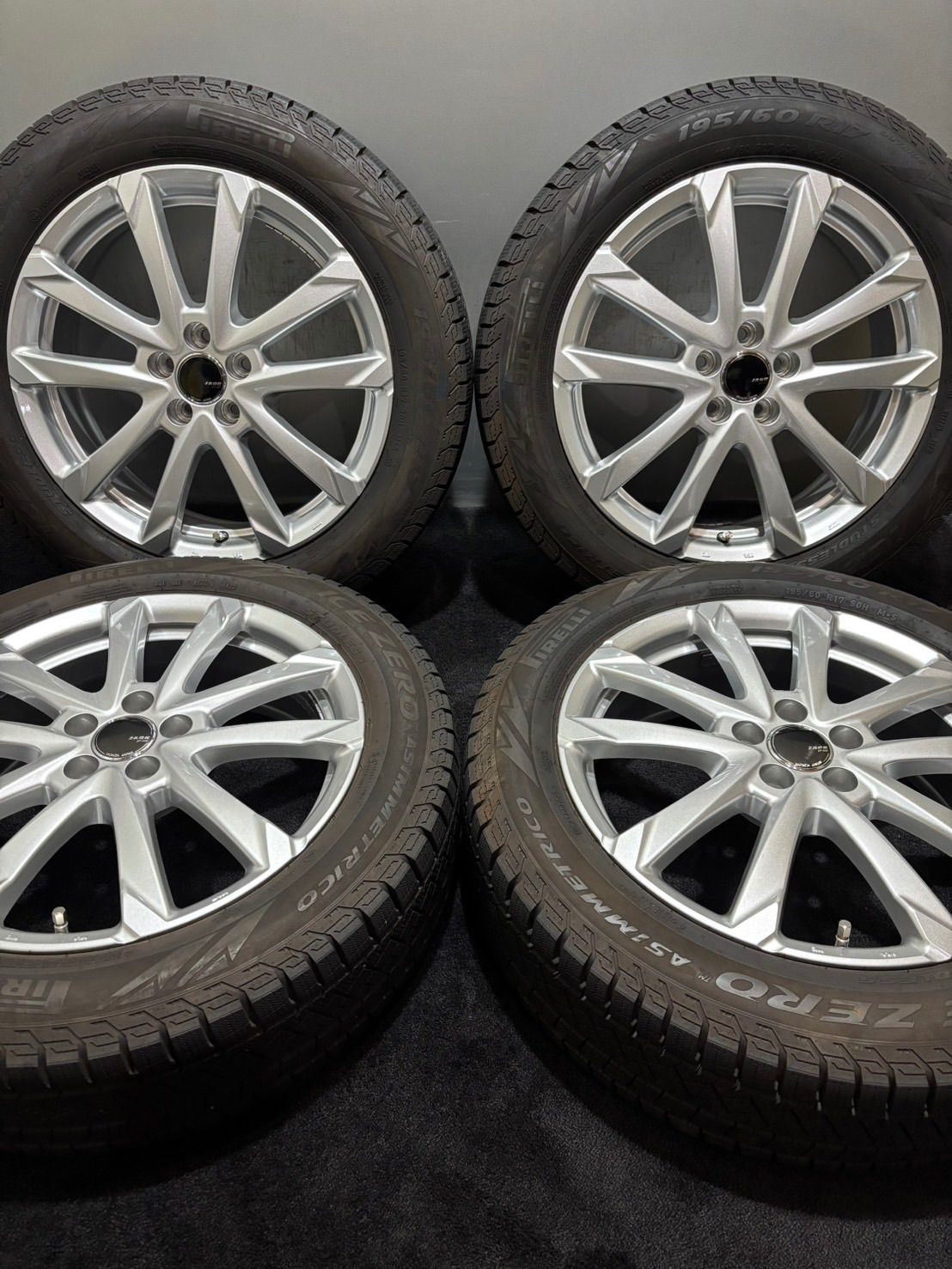 美品 195/60R17 PIRELLI/ICE ZERO ASIMMETRICO 22年製 ZACK 17インチ 6J +