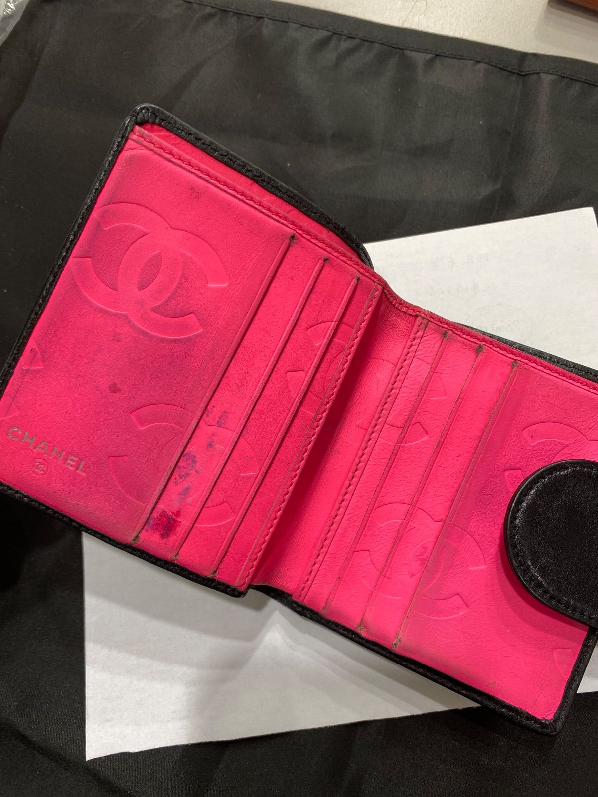 CHANEL シャネル カンボンライン 二つ折り財布 がま口 ブラック