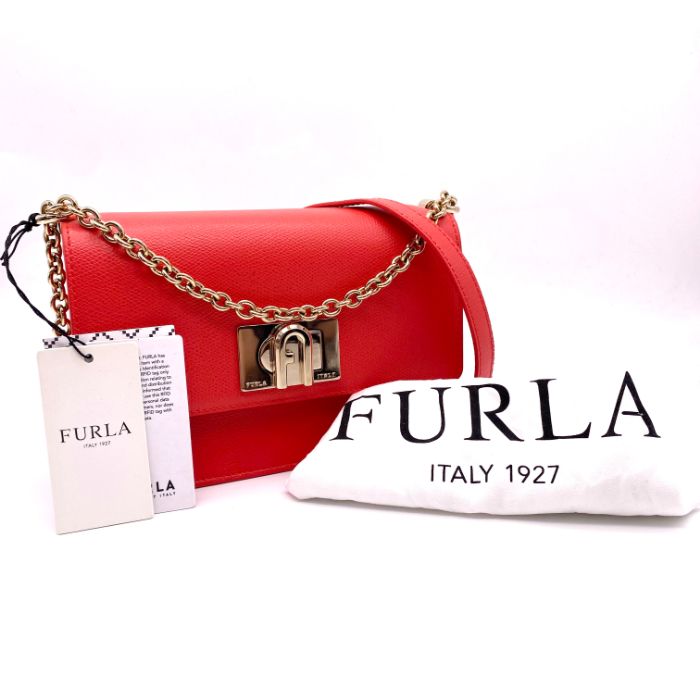中古】美品 FURLA フルラ 1927 2way レザー チェーン ハンド 