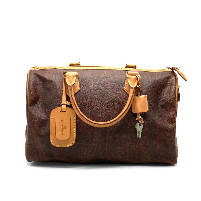 ETRO PVCレザー ペイズリー柄 ボストンバッグ 中古】良品 ETRO エトロ ペイズリー レザー ハンド ボストン バッグ