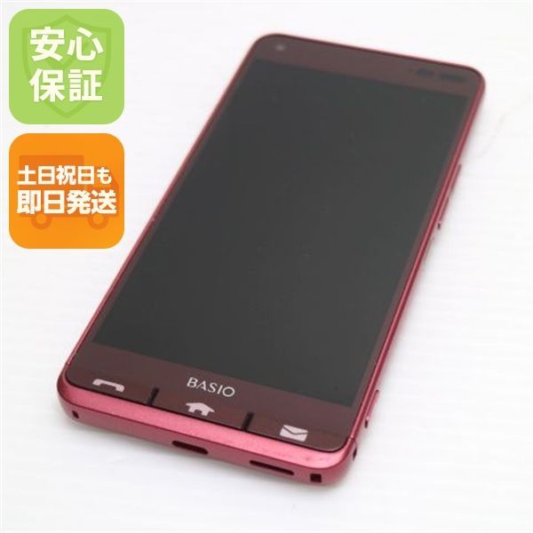 超美品 KYV43 BASIO3 レッド スマホ 即日発送 スマホ 白ロム au