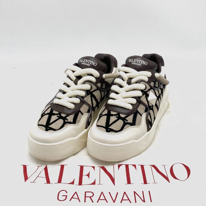 【中古】良品 VALENTINO バレンティノ アンダーカバーコラボ 41 キャンバス レザー スニーカー fY06118A