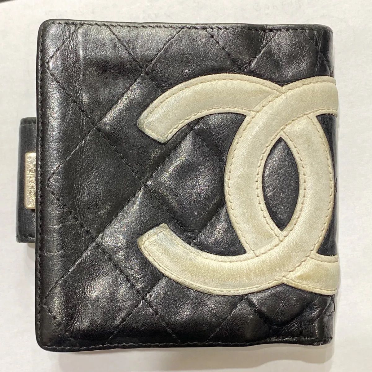 CHANEL シャネル カンボンライン 二つ折り財布 がま口 ブラック