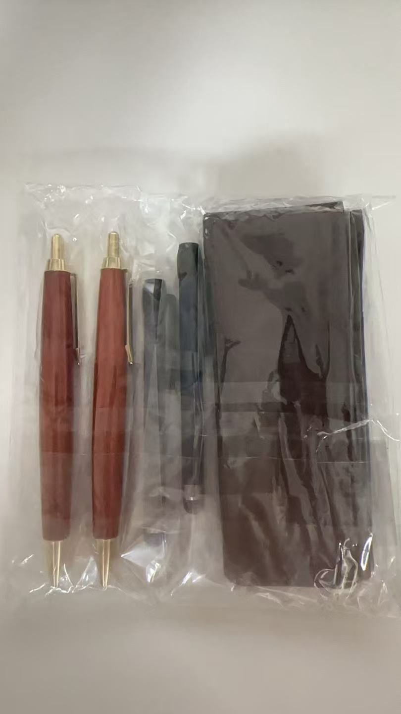 新品 シボチョコカラー牛革ペンケース メタルタッチ棒青と茶色木軸レトロボールペンセット SASTYO-ALL-HS48S-2 2個パック