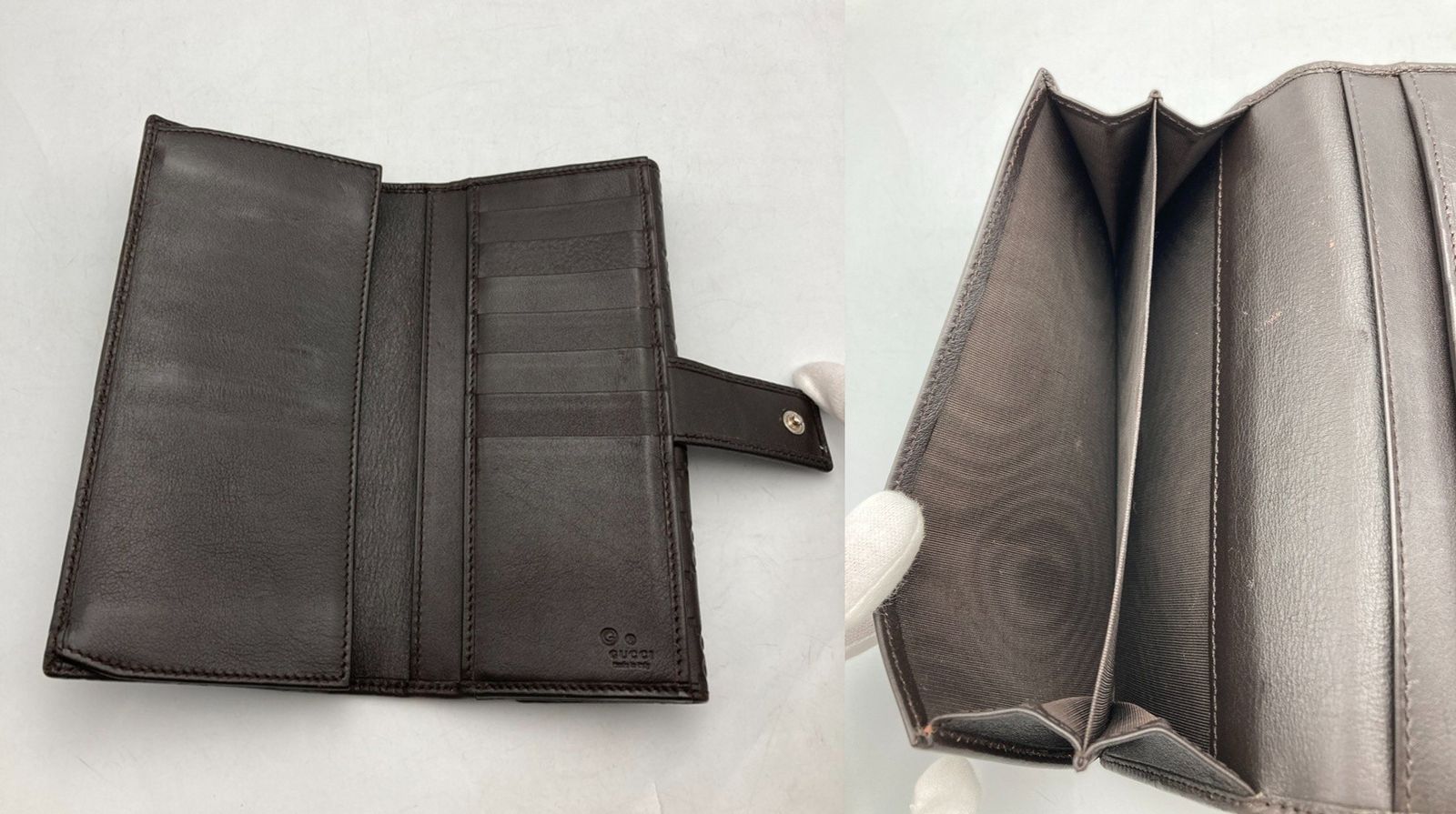 ひつじの703様　売約済み品　✅【美品】 メンテ済み グッチ　GUCCI GUCCI グッチ シマレザー Wホック 長財布 231841 中古 D4 - メルカリ
