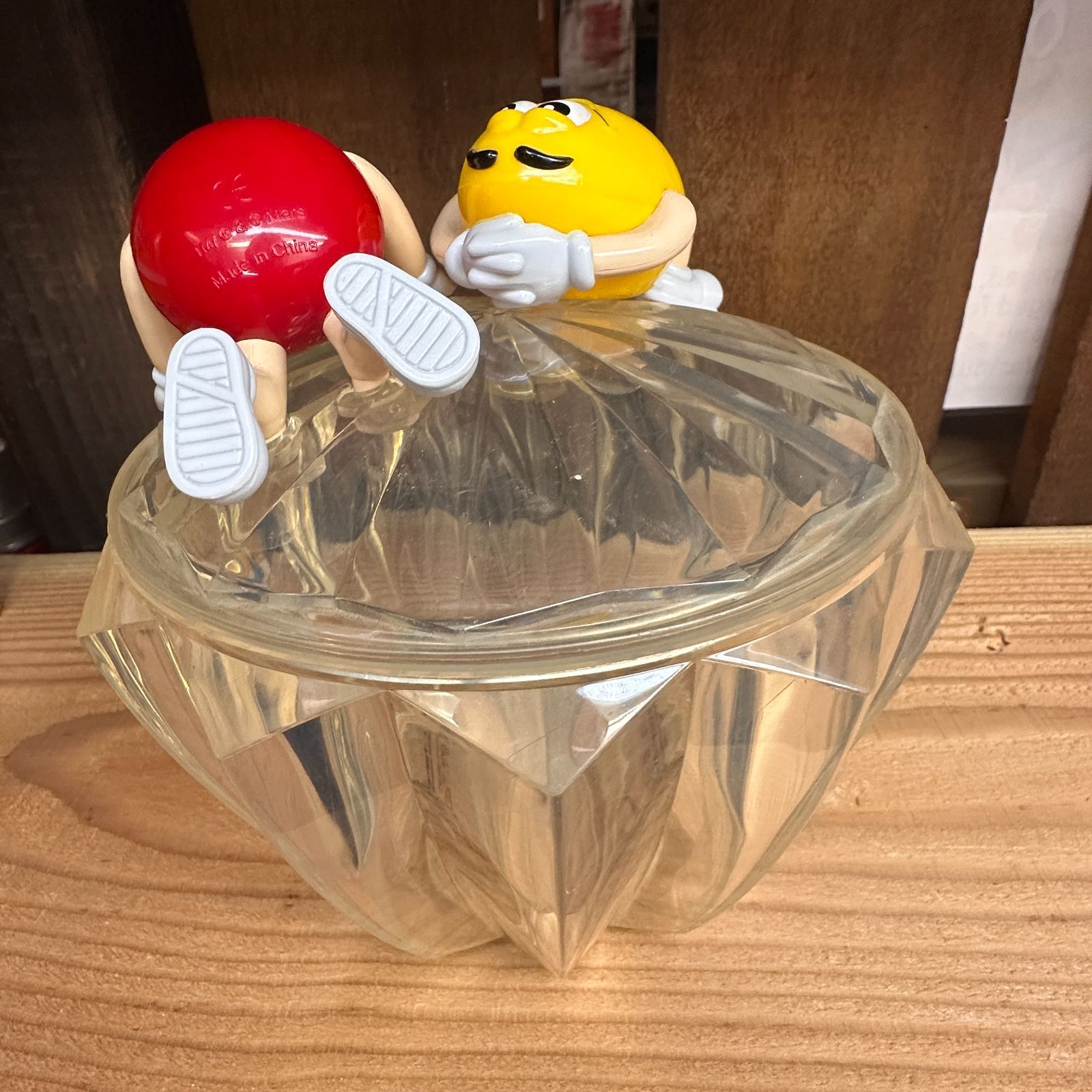 1990s m&m'sキャンディディッシュ 蓋付きクリアボウル