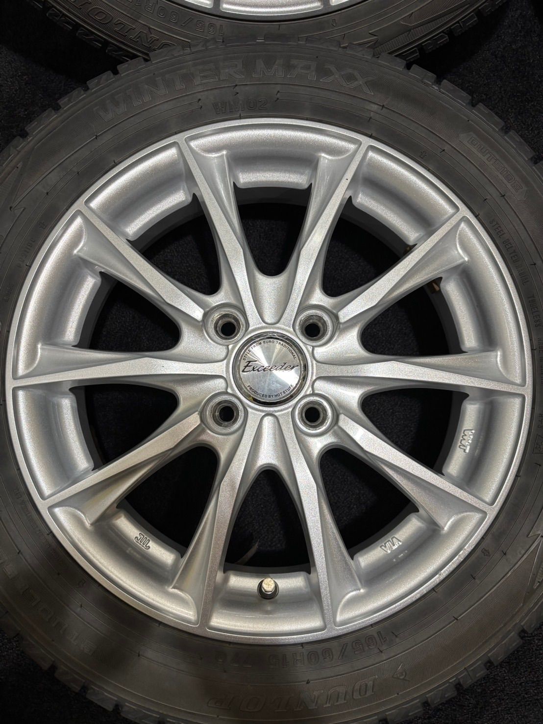 タイヤ・ホイール DUNLOP WINTER MAXX WM02 165/60R15 ☆165/60R15 DUNLOP/WINTER MAXX WM02 22年製 Exceeder 15インチ 4.5J