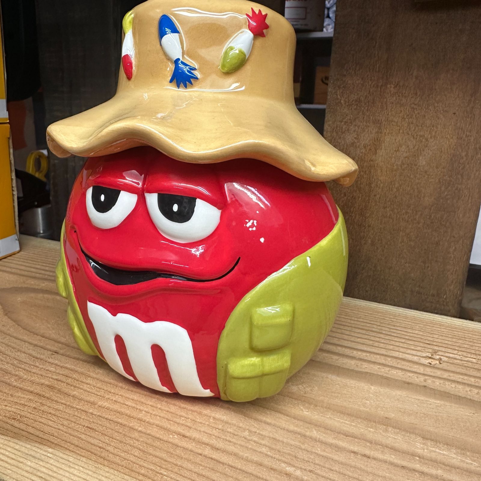 超希少・箱付きデッドストックM&M's エムアンドエムズ 陶器製 クッキージャー 2003-04 Mars社公認 ギャラリー社製 m&m's 陶器製 クッキージャー