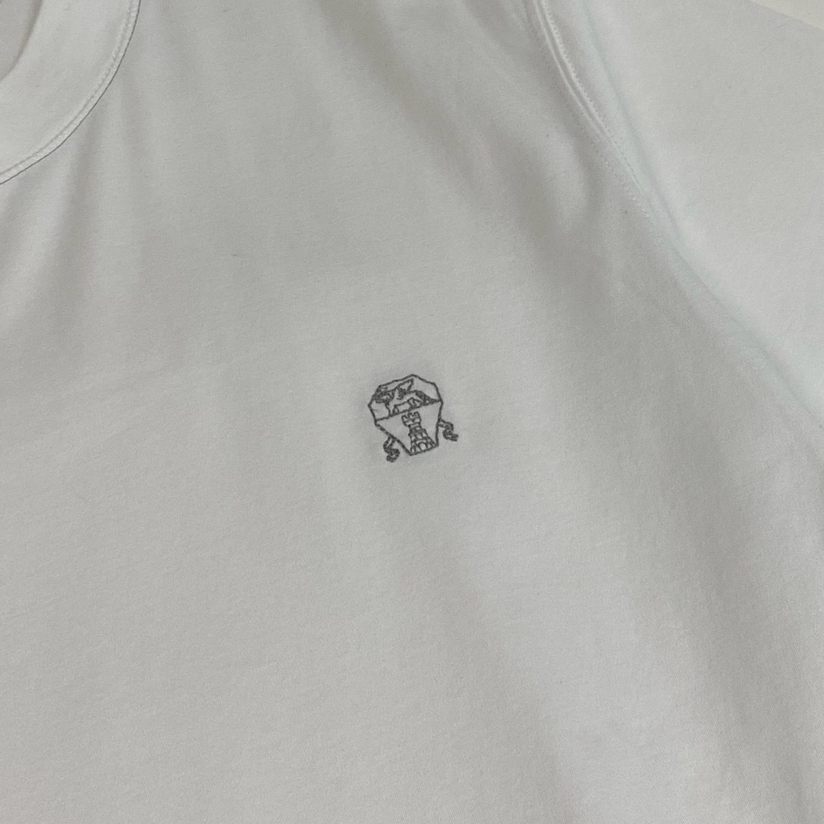 79g2 BRUNELLO CUCINELLI ブルネロクチネリ ロゴ刺繍 クルーネックT