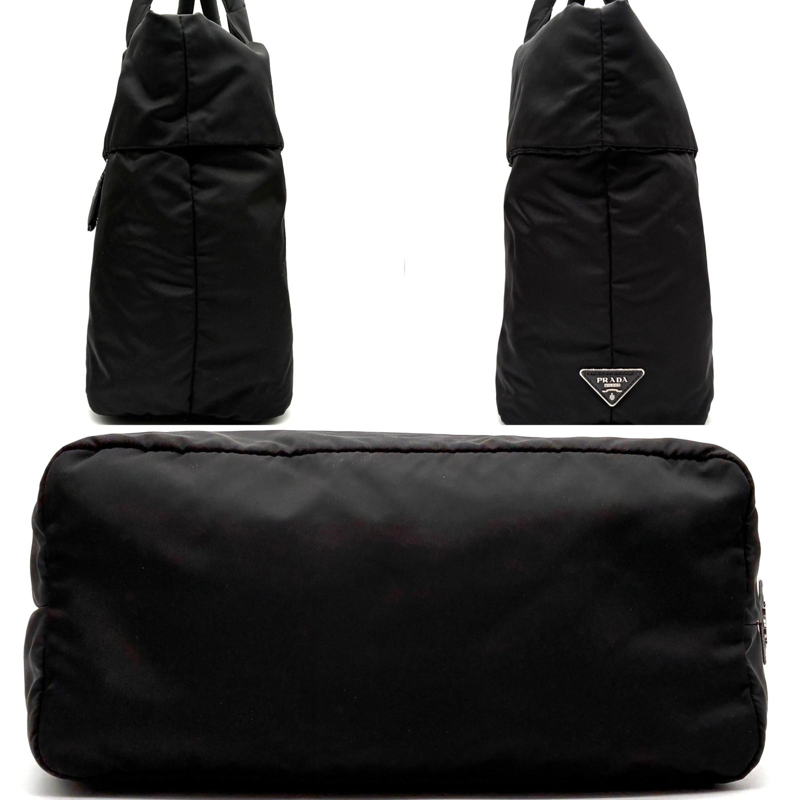 極美品 プラダ PRADA ダブル リバーシブル 2way トートバッグ 三角ロゴ