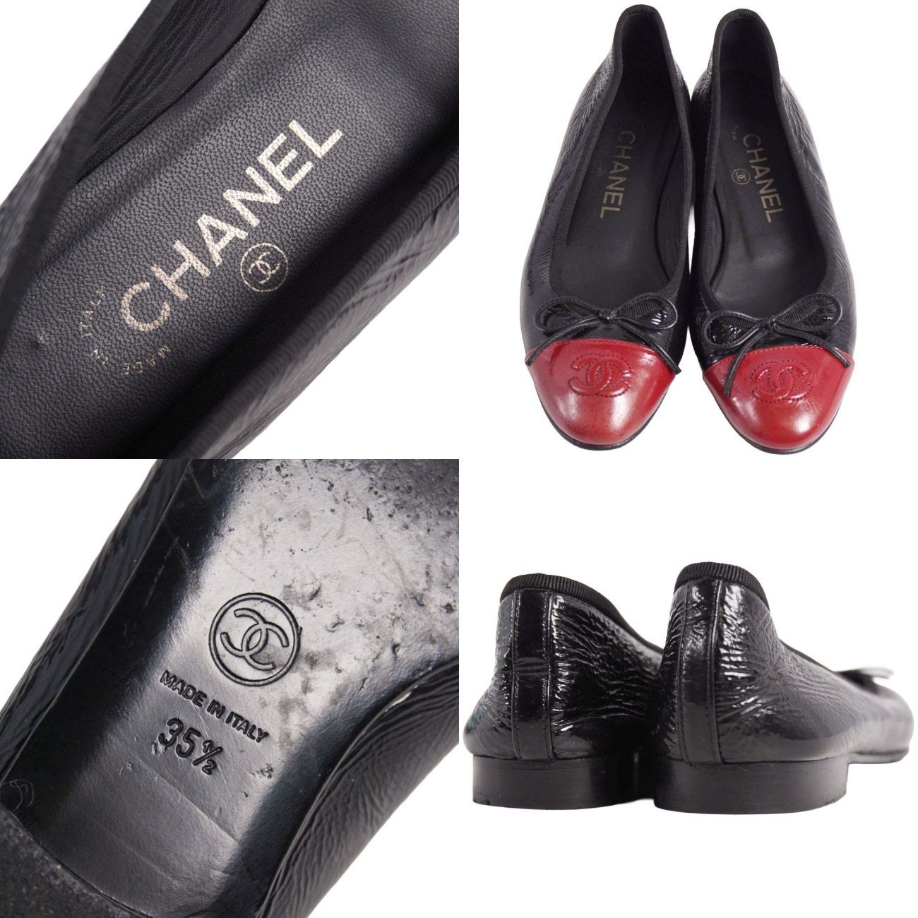 美品 シャネル CHANEL パンプス バレリーナ G02819 リボン ココマ
