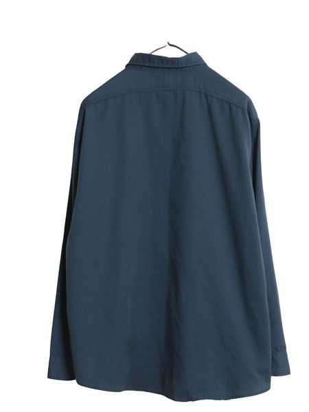 70s USA製 ビッグヤンク 長袖 ワーク シャツ メンズ L / ヴィンテージ 企業 ワッペン ワンポイント シワになりにくい 長袖シャツ ネイビー 70s USA製 ビッグヤンク 長袖 ワーク シャツ メンズ L / ヴィンテージ