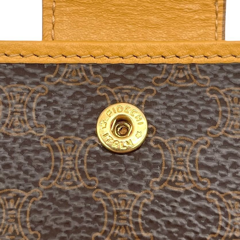 箱付　美品　CELINE セリーヌ　マカダム　二つ折り財布　トリオンフロゴ金具 美品 CELINE セリーヌ 二つ折り財布 マカダム柄 トリオンフロゴ レザー