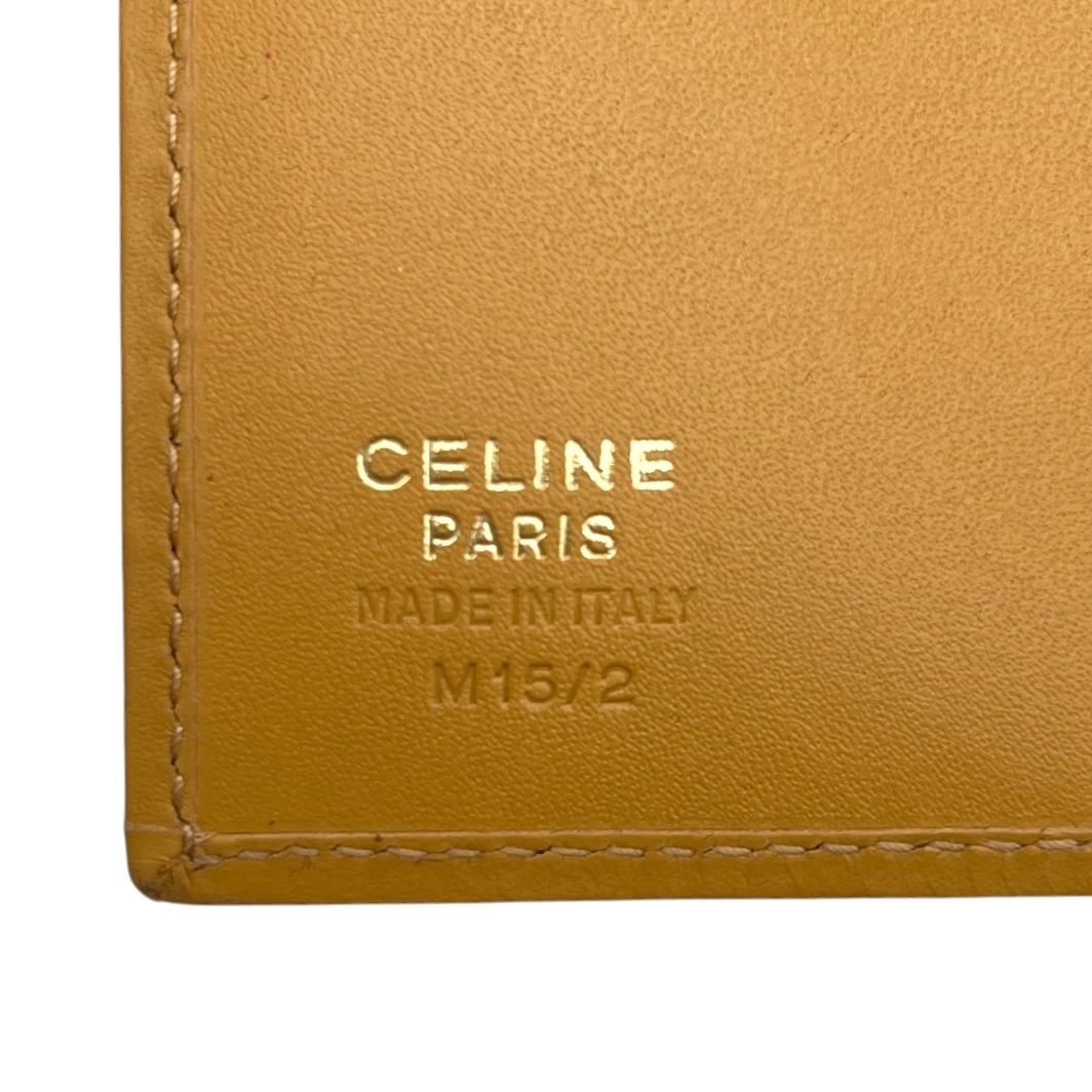 美品 CELINE セリーヌ 二つ折り財布 マカダム柄 トリオンフロゴ レザー