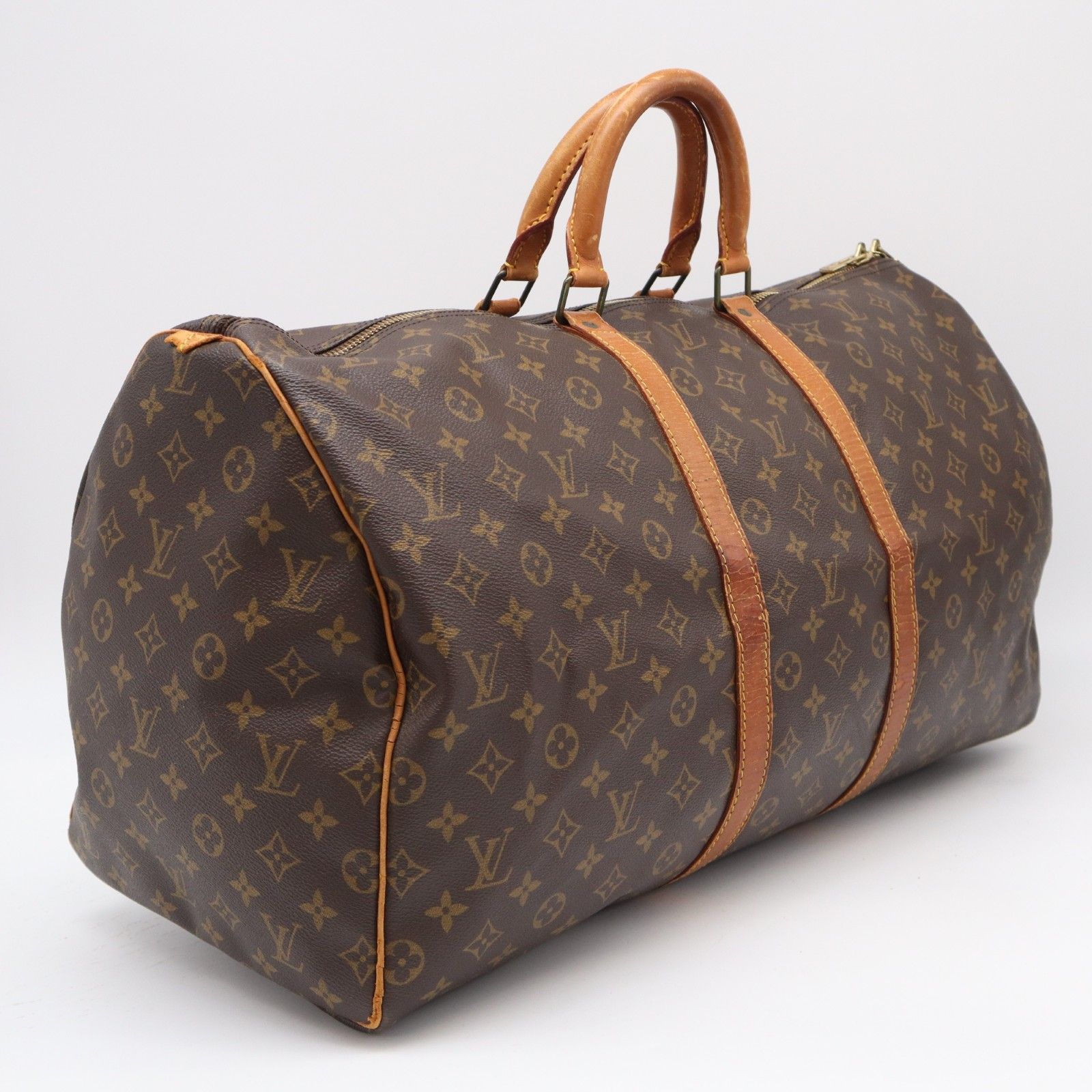 ★3日以内返品可★ LOUIS VUITTON ルイ・ヴィトン モノグラム キーポル55 M41424 ボストンバッグ ブラウン ベージュ コーティングキャンバス レザー レディース