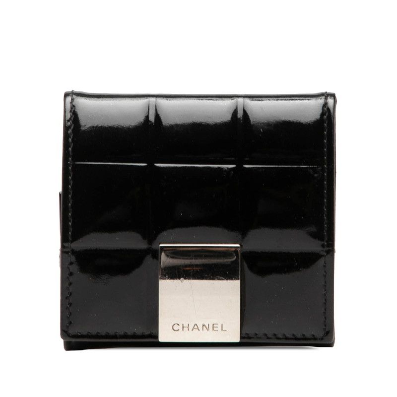 CHANEL　チョコバー　ブラック　ケース　財布 シャネル チョコバー コインケース 小銭入れ ブラック エナメル