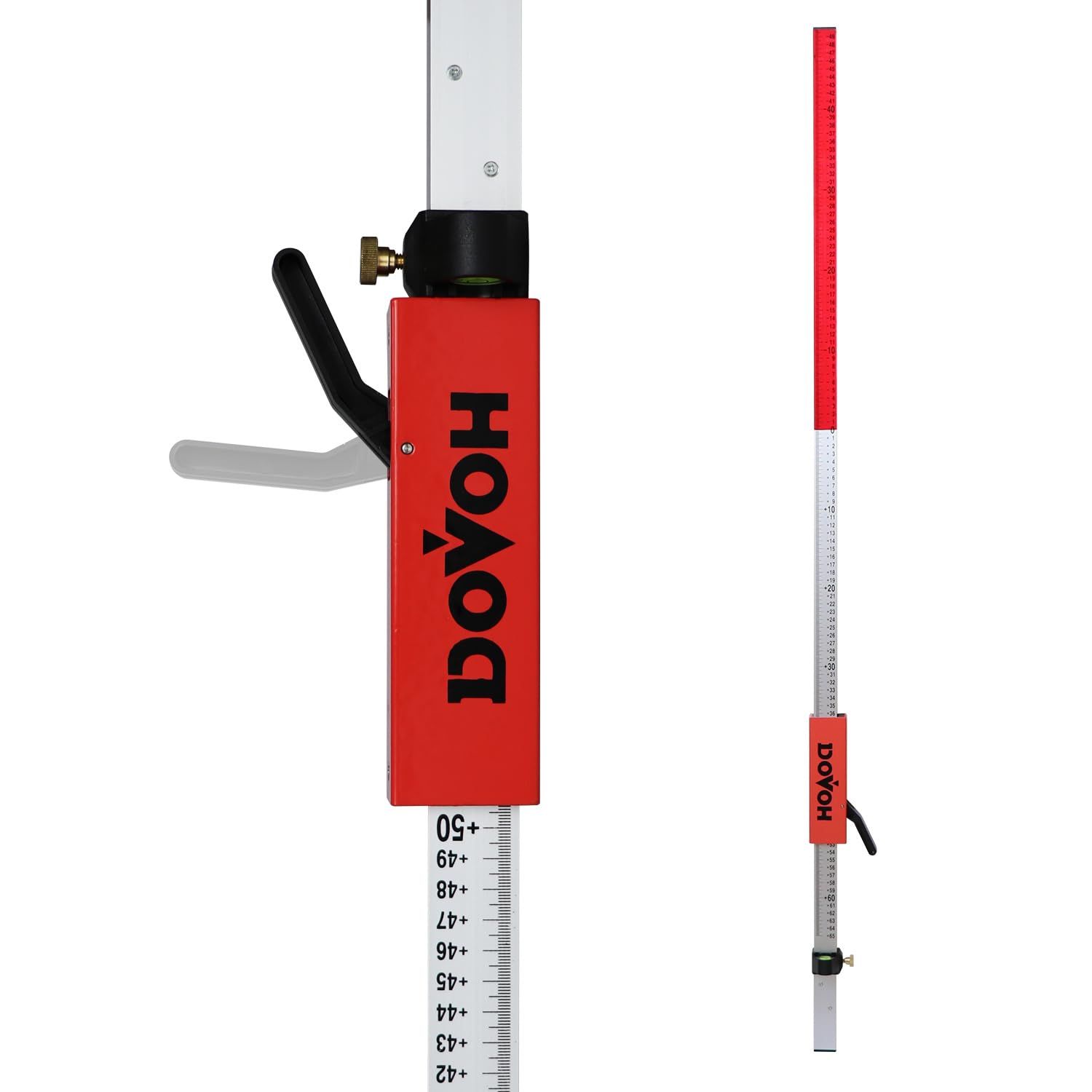 R★DOVOH 伸縮レベリングロッド アルミニウム製 レーザー定規 標尺 2.4mレーザーレベル用 高さ差定規 水準器付き クイックリリーススライダー付 受光機対応 測量レベル棒 測量用品 DP2400