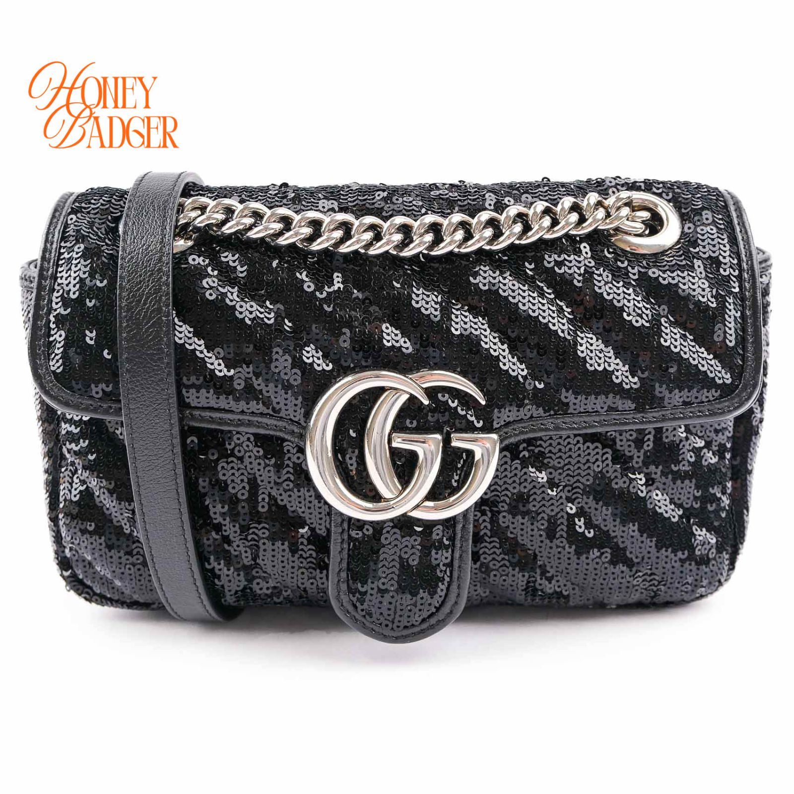 新品同様】グッチ GUCCI GGマーモント スパンコール レザー ミニ