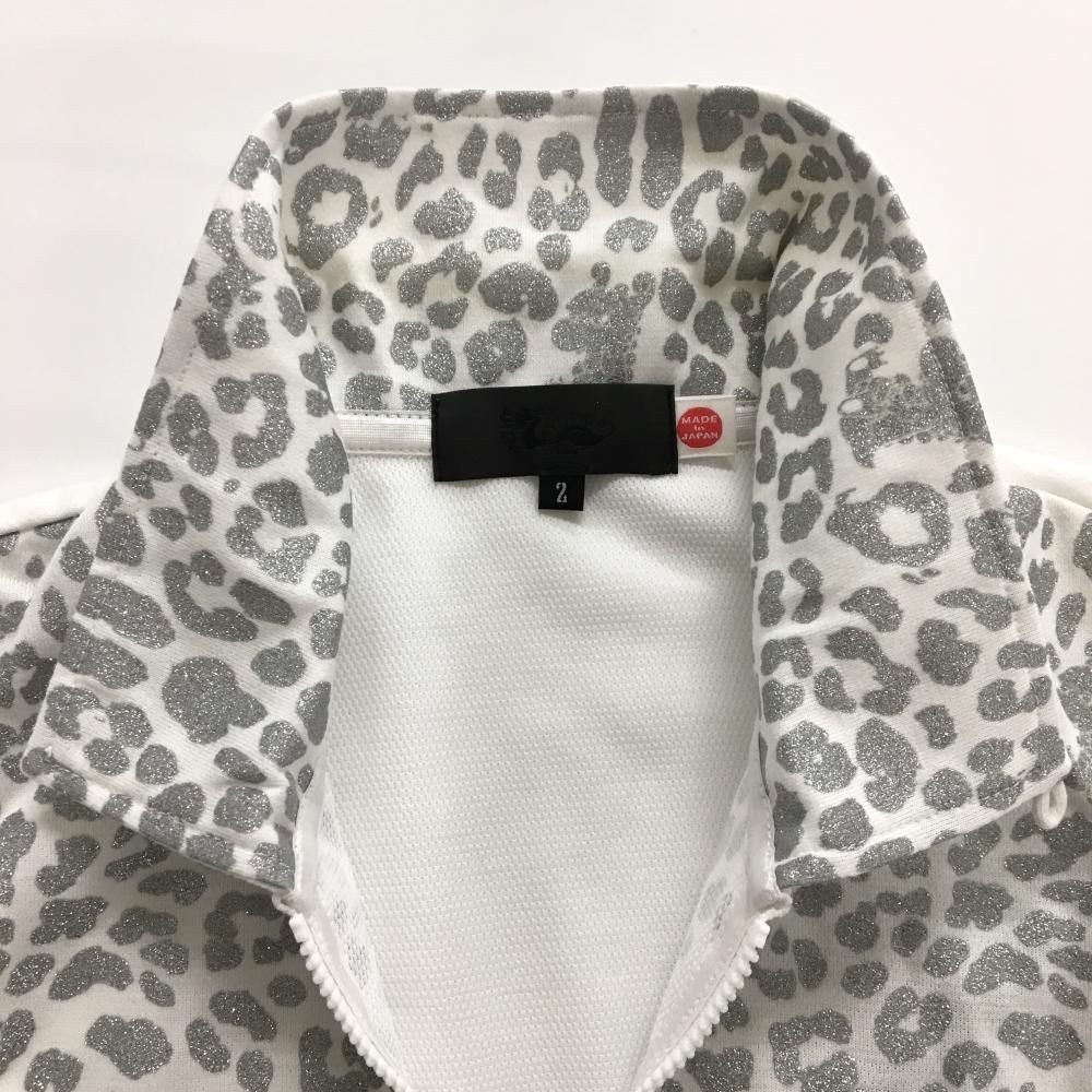 美品】ダンスウィズドラゴン 半袖ポロシャツ 白×シルバー レディース 2