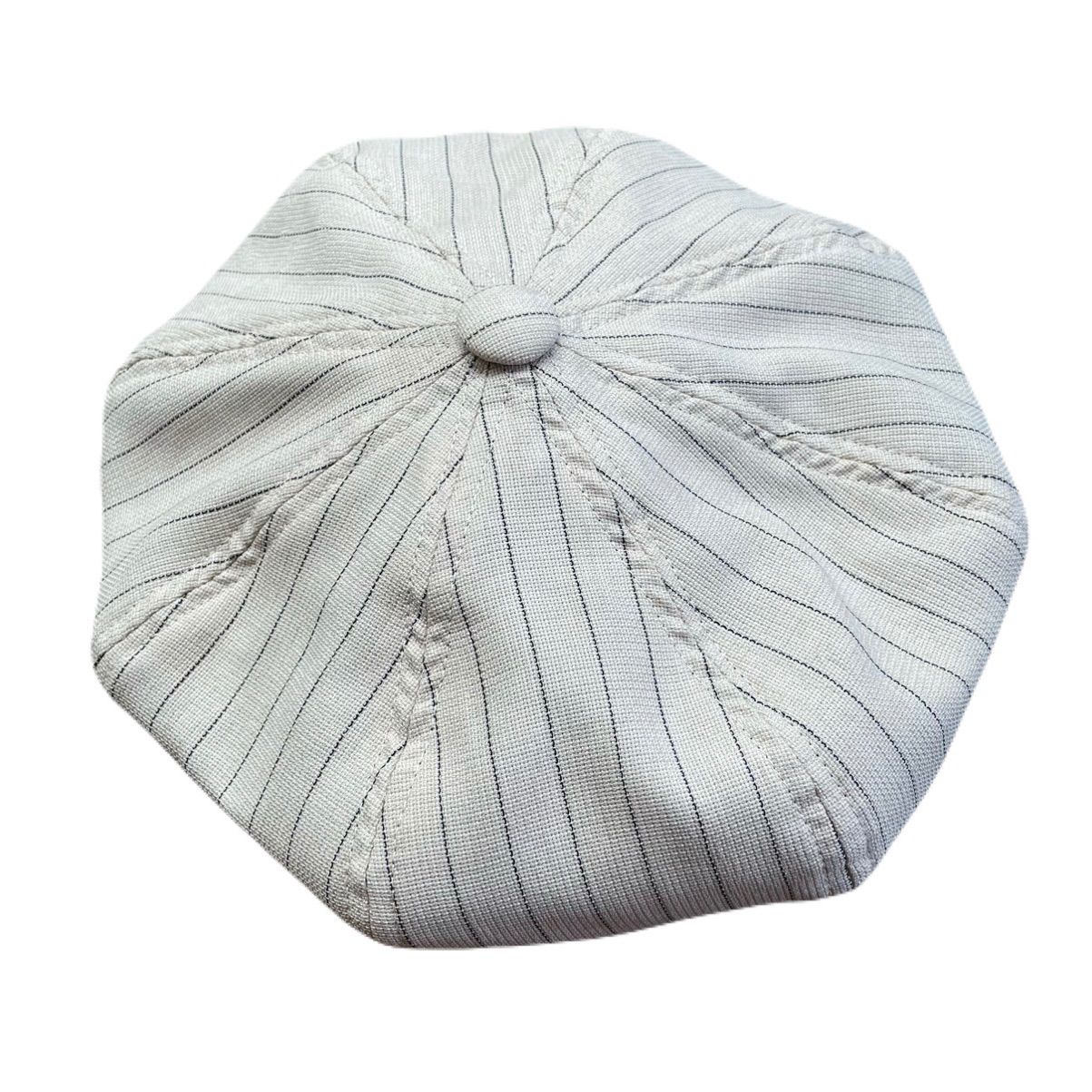 original john STRIPE MESH BRITISH CASQUETTE IVORY