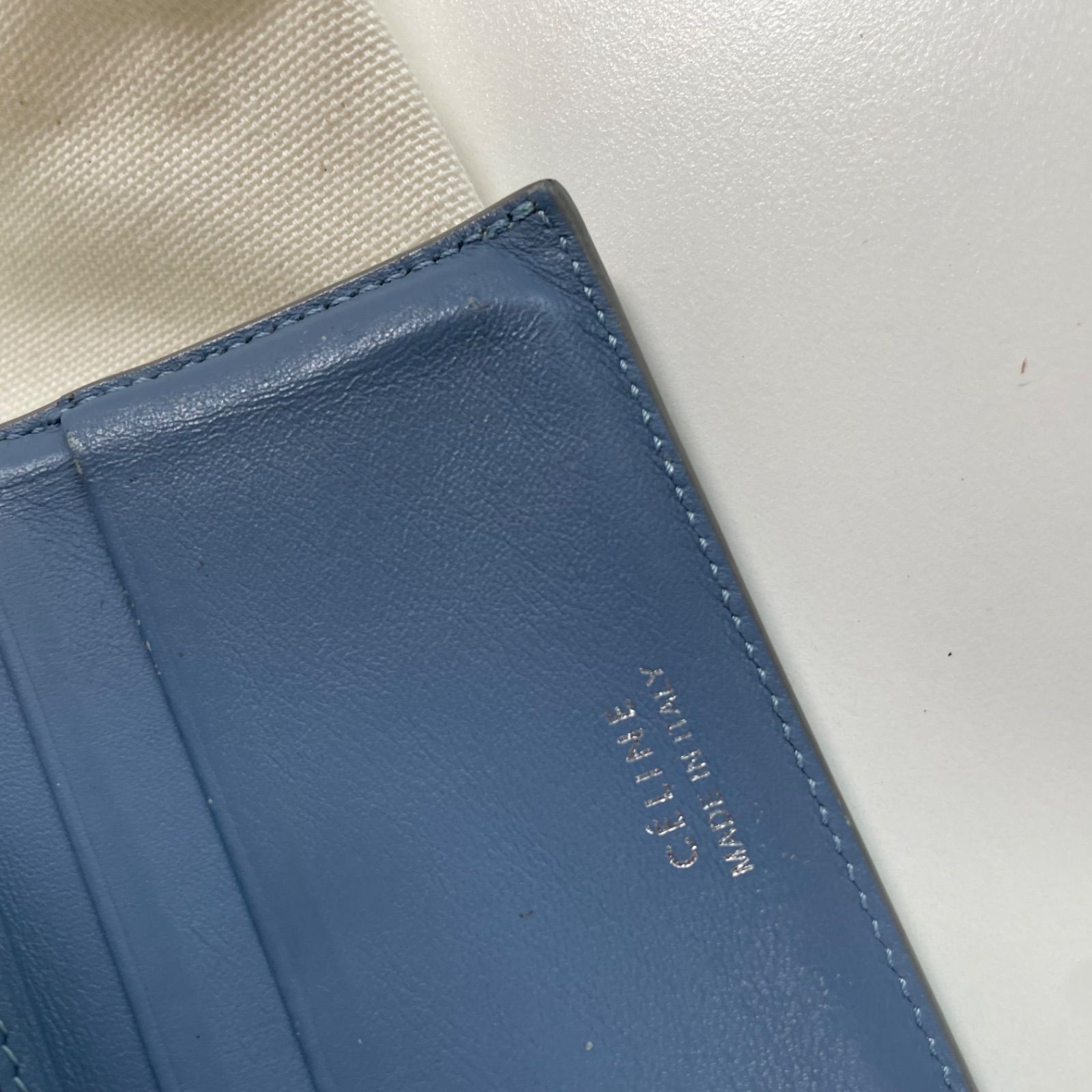 CELINE 三つ折り財布 ライトブルー - メルカリ