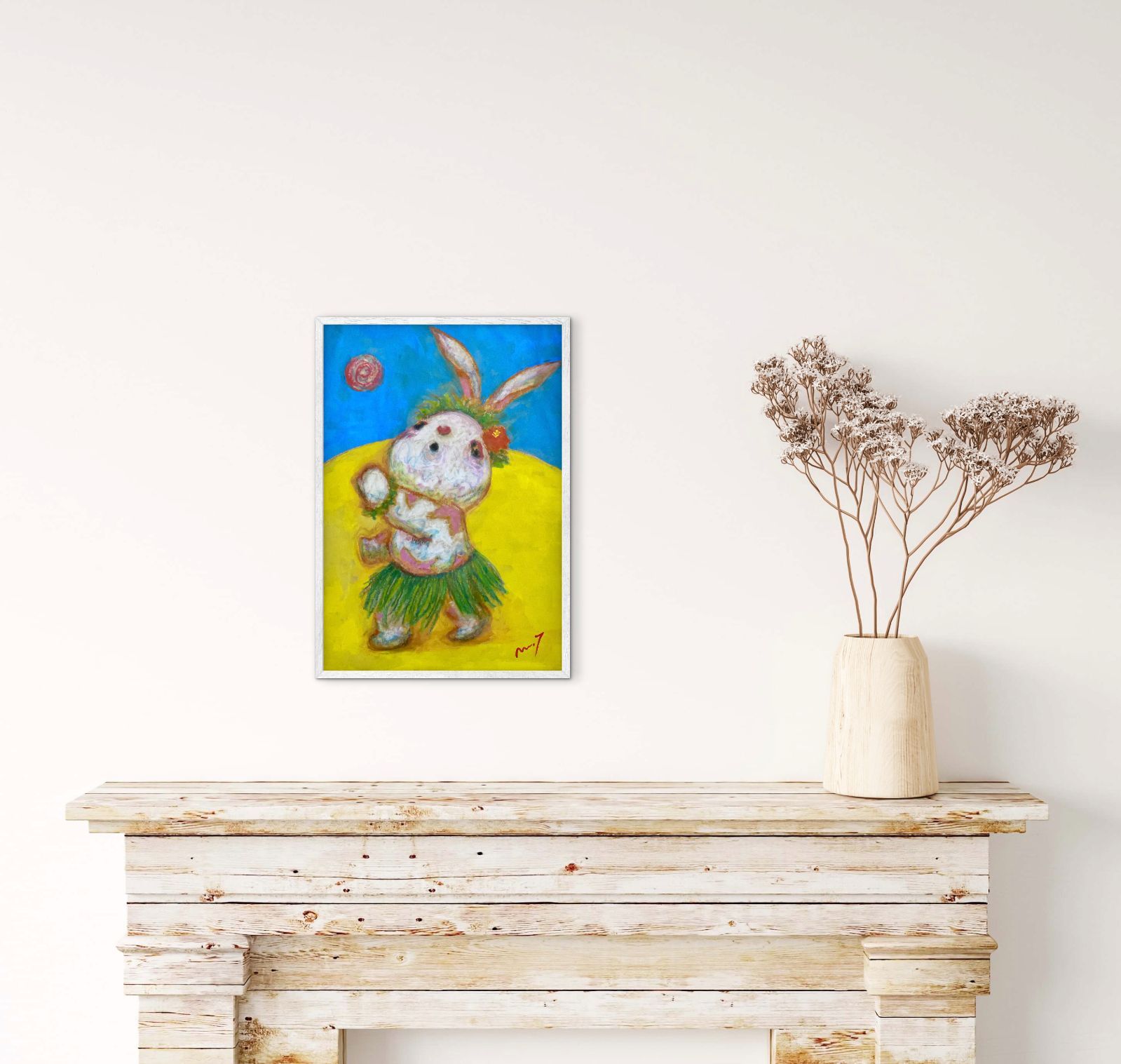高野学 原画「moon and rabbit」SM号 高野マナブ 原画｜[月でフラ] Drawing A4 アクリル 一点物 高野学