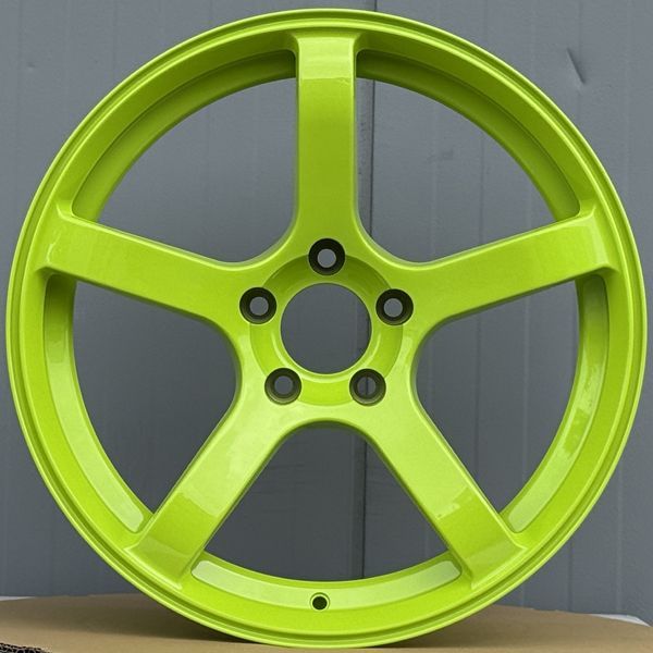 2本セット 18x9.5J+28 114.3-5H 18インチ 5本スポーク ライムグリーン