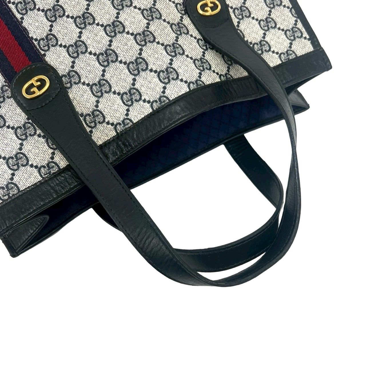 極 美品 GUCCI グッチ オールドグッチ シェリーライン GG ロゴ 柄 金具